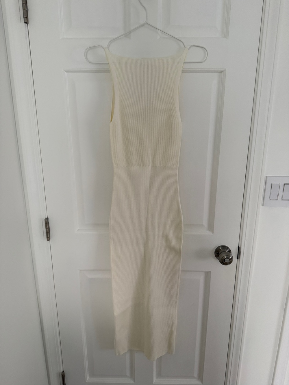 Reformation Cream Ribbed V-Neck Dress - Picture 3 of 3